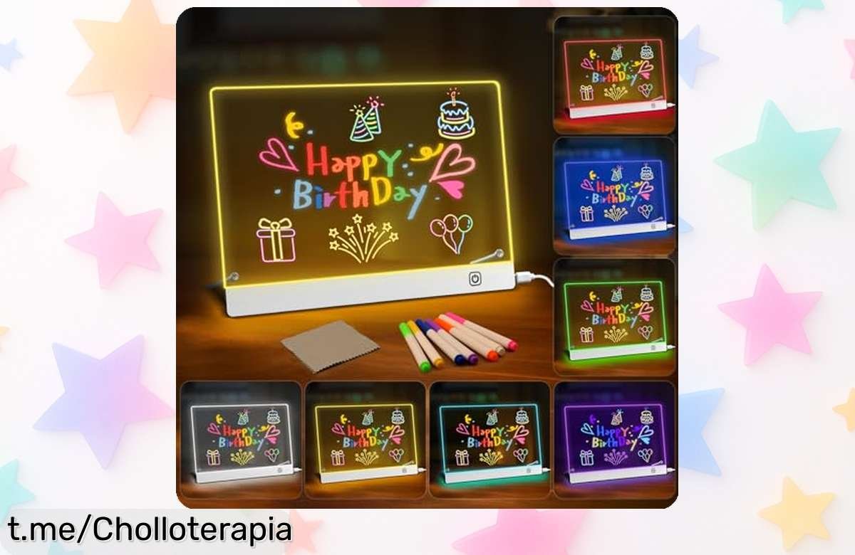 Tablero acrílico LED con 7 colores para dibujar y escribir mensajes, una rebaja que ¡no puedes dejar escapar! Dale un toque especial a tus ideas y sorpréndete cada día.