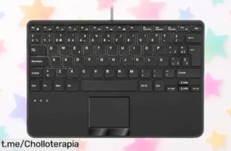 Teclado mini USB Perixx PERIBOARD525 ES con touchpad y silenciosas teclas: ¡descuento brutal en un pack compacto que no te puedes perder! Perfecto para escribir sin molestar.