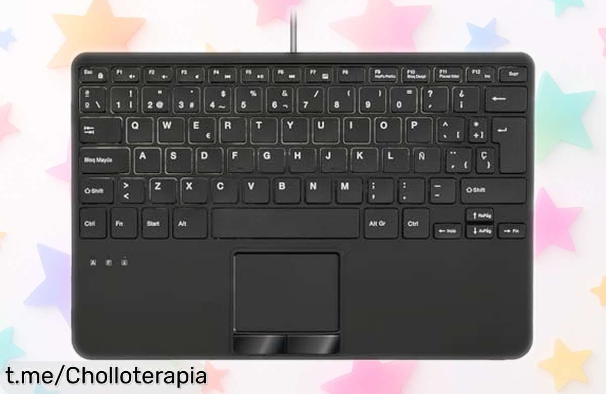 Teclado mini USB Perixx PERIBOARD525 ES con touchpad y silenciosas teclas: ¡descuento brutal en un pack compacto que no te puedes perder! Perfecto para escribir sin molestar.