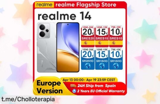 Teléfono Realme 14 5G de lujo con cámara OIS de 50MP y batería Titan que nunca te deja tirado, ¡aprovecha la caída del precio y disfruta al máximo cada día!