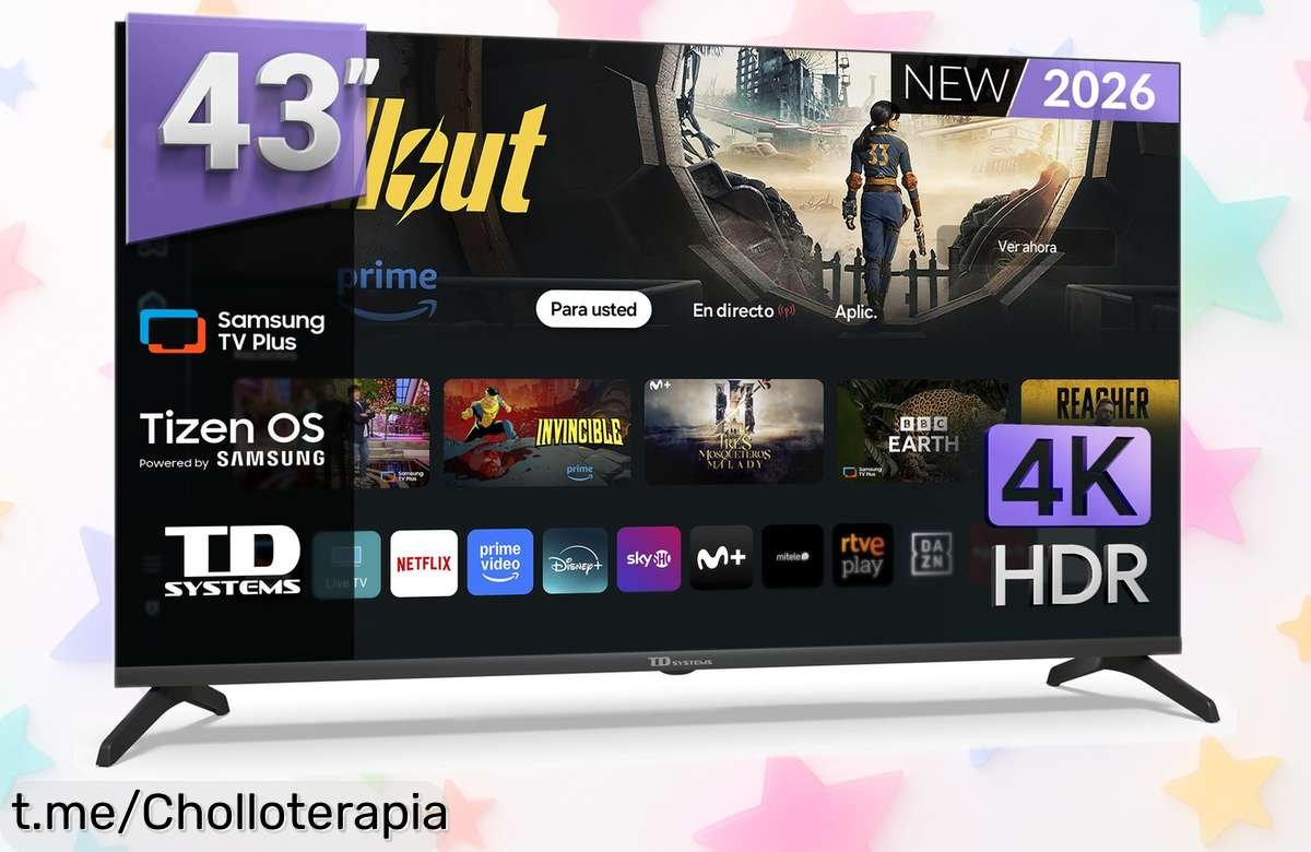 Televisión smart 43” TD Systems con 4K y Tizen OS a un precio increíble, no te pierdas la oportunidad de disfrutar tus series favoritas como nunca antes.
