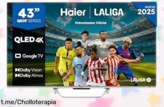 Televisor Haier QLED 4K UHD de 43” con sonido Dolby Atmos, ¡super chollo que no puedes dejar escapar! Disfruta de pelis y videojuegos como nunca antes.