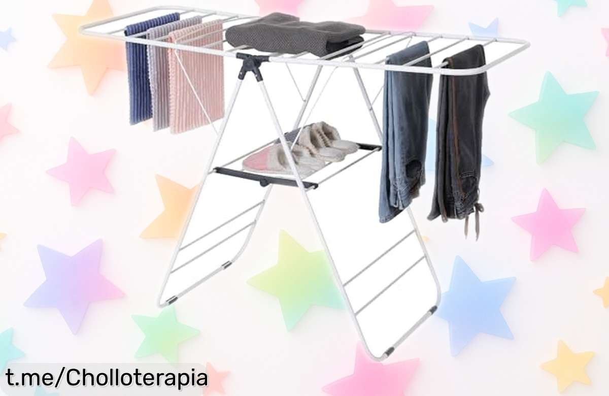 Tendedero plegable SHANN con alas, el ofertón que ahorra espacio y tiempo, ¡no dejes pasar esta oportunidad única para tener todo en orden ya!