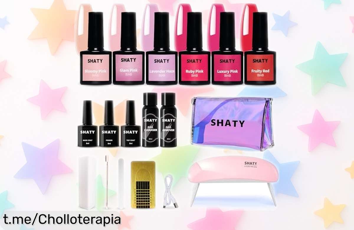 Transforma tus uñas con el Kit de esmaltes BIAB de SHATY®: 6 colores fabulosos y manual incluido a un precio irrepetible, ¡deslúmbrate en casa como una pro!