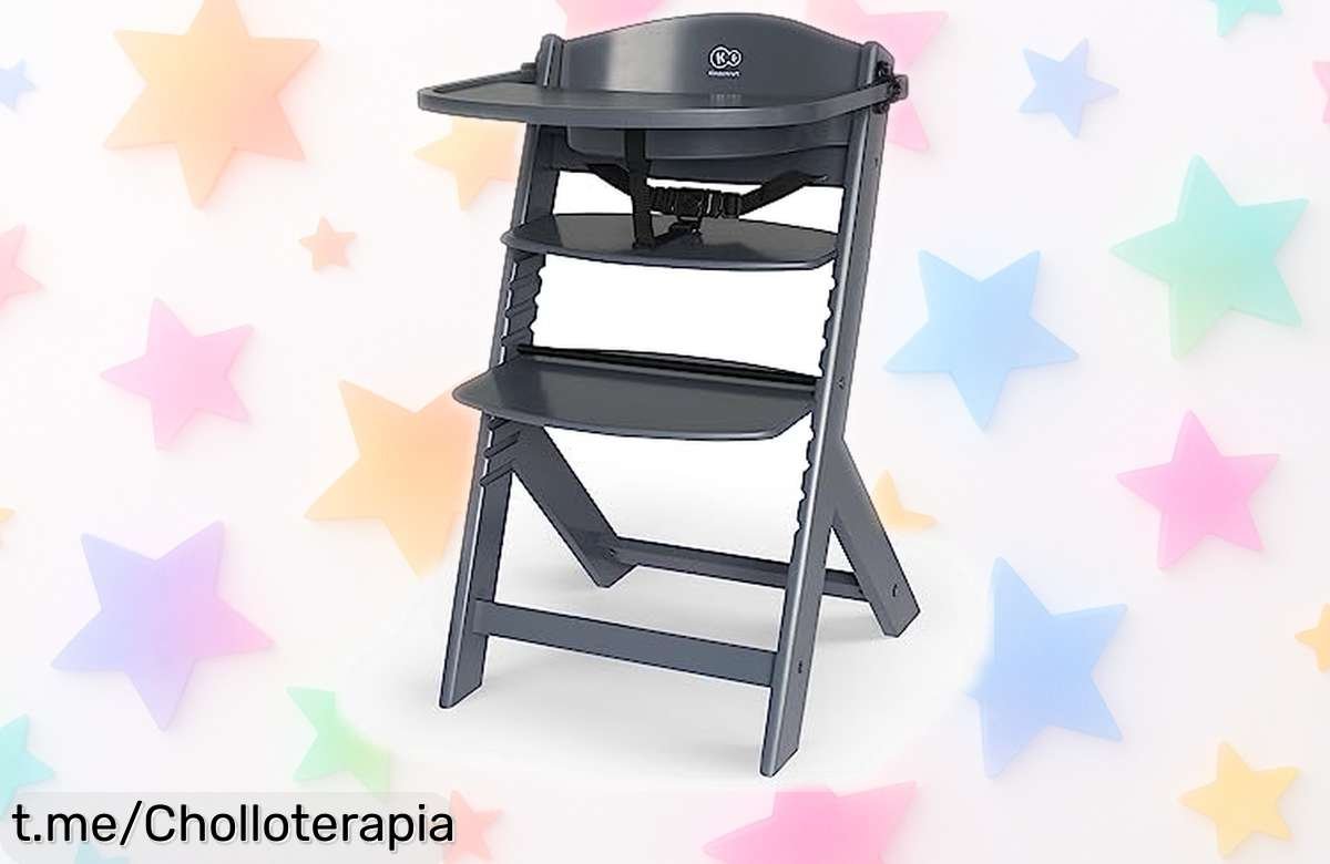 Trona evolutiva de madera Kinderkraft ENOCK, una silla alta que crece con tu bebé; ¡no dejes pasar este ofertón para disfrutar momentos únicos juntos!