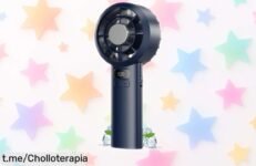 Ventilador portátil de mano con pantalla LED y 120 velocidades, ¡ofertón increíble que aguanta hasta 7 horas! Ideal para tus viajes o el despacho, no te lo pierdas.