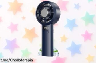 Ventilador portátil de mano con pantalla LED y 120 velocidades, ¡ofertón increíble que aguanta hasta 7 horas! Ideal para tus viajes o el despacho, no te lo pierdas.