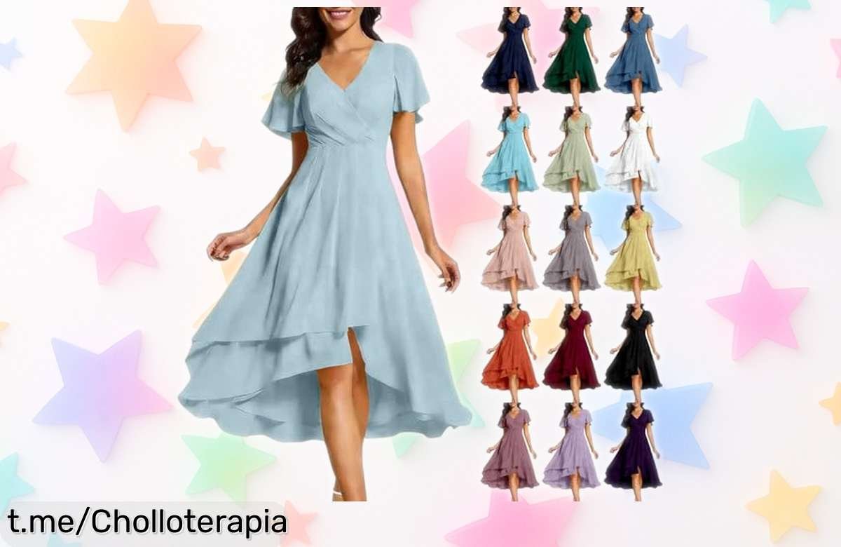Vestido de noche elegante plisado con escote en V y manga corta, ¡aprovecha el precio rebajado y deslumbra en tu próximo evento especial!