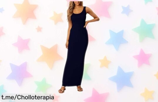 Vestido largo de mujer sin mangas, suave y elástico: ¡rebaja impactante que convierte este ofertón en tu oportunidad perfecta para brillar cada día!