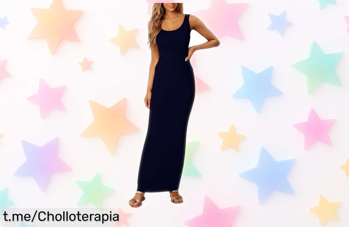 Vestido largo de mujer sin mangas, suave y elástico: ¡rebaja impactante que convierte este ofertón en tu oportunidad perfecta para brillar cada día!