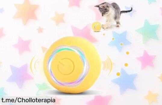 Increíble pelota interactiva KEWUZY para gatos con luces LED y giro 360º ¡Aprovecha este súper chollo que tus felinos van a adorar!