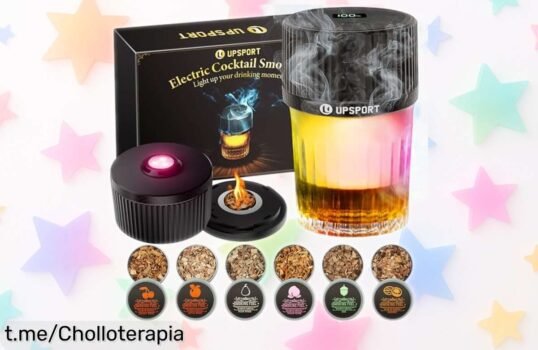 Ahumador eléctrico UPSPORT para whisky y cócteles a precio loco, sorprende a tus amigos con drinks de cine antes que se agoten estas astillas ¡No te quedes sin el tuyo!