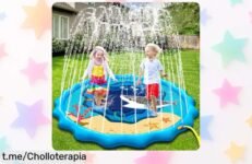 Alfombra rociadora de agua XUNIVERS Splash Pad, diversión a raudales para los peques y tu perro con chorros ajustables: ¡un capricho mojado a precio rebajado que no te puedes perder!