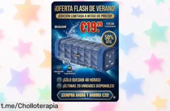 Altavoz Bluetooth Bugani 5.4 con sonido potente y resistencia al agua, ¡ahora a precio de risa! Disfruta la fiesta sin parar con 30 horas de batería, no te lo pierdas.