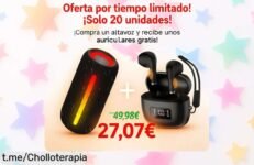Altavoz Bluetooth compacto con efectos LED RGB y 30 horas de batería, llévate auriculares gratis ¡Oferta increíble que no puedes dejar pasar!