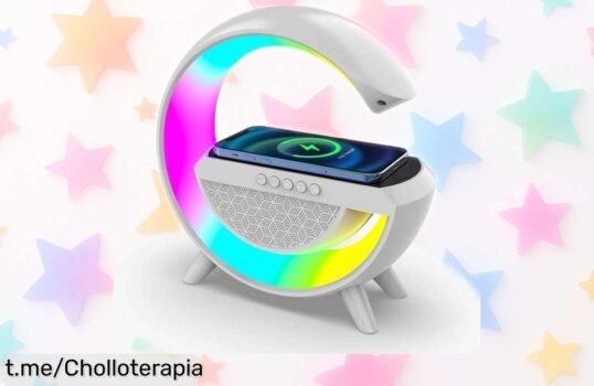 Altavoz Bluetooth, lámpara y cargador inalámbrico estilo G a precio de escándalo: ¡disfruta sin cables y llévate este chollo antes que se agote!