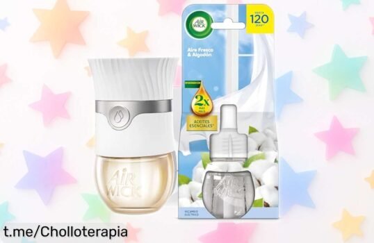 Aparato eléctrico Air Wick con recambio de aroma fresquito y algodón, ¡combo ideal a precio loco que hará vibrar tus sentidos! Aprovecha antes de que se acabe esta oferta.