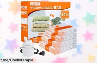 Aprovecha las 12 bolsas de vacío para ropa y edredones AGPTEK, el regalo perfecto que te ahorra espacio y se va volando, ¡no dejes pasar esta oportunidad!