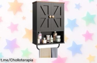 Armario de baño colgante CHOEZON con dos puertas y toallero, un chollo increíble para mantener todo organizado sin gasto excesivo. ¡No dejes pasar esta oferta imperdible!