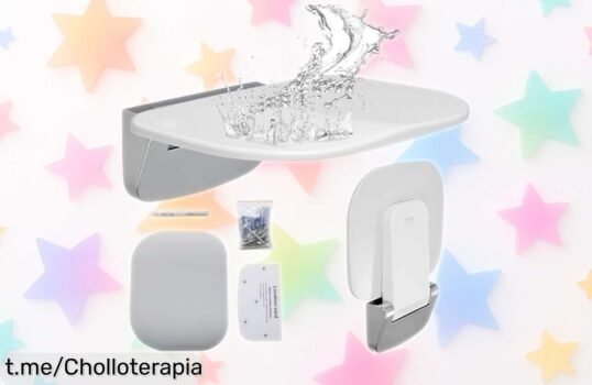 Asiento de ducha plegable VEVOR que soporta 204 kg y se instala en la pared, ¡aprovecha este ofertón y dale un toque práctico a tu baño ya!