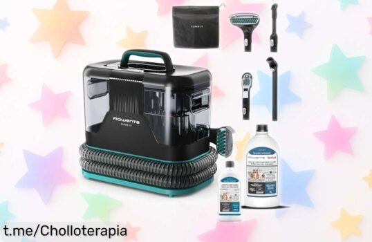 Aspirador de tapicerías Rowenta Clean It: oferta increíble para un sofá impecable en minutos, lleva 2 botellas y accesorios imprescindibles. ¡No te quedes sin el tuyo!