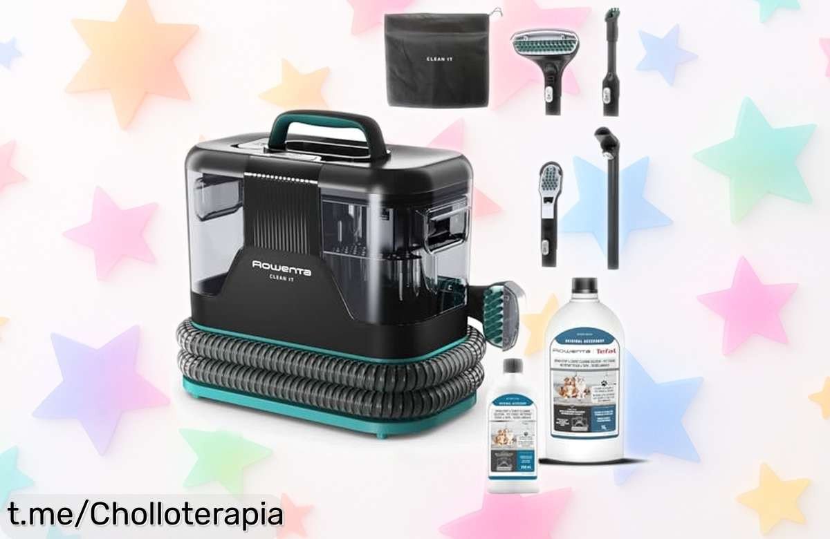 Aspirador de tapicerías Rowenta Clean It: oferta increíble para un sofá impecable en minutos, lleva 2 botellas y accesorios imprescindibles. ¡No te quedes sin el tuyo!
