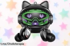 Auriculares inalámbricos con orejitas de gato: sonido potente y 40 horas de música a precio loco, vive la magia musical sin límites ¡No te quedes sin ellos ya!