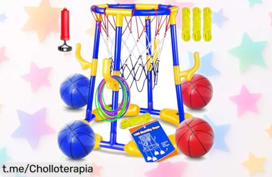 Baloncesto flotante para piscina con 4 bolas y bomba incluida, ¡chollazo que hará de tus chapuzones un momento divertido en familia! No te quedes sin el tuyo.