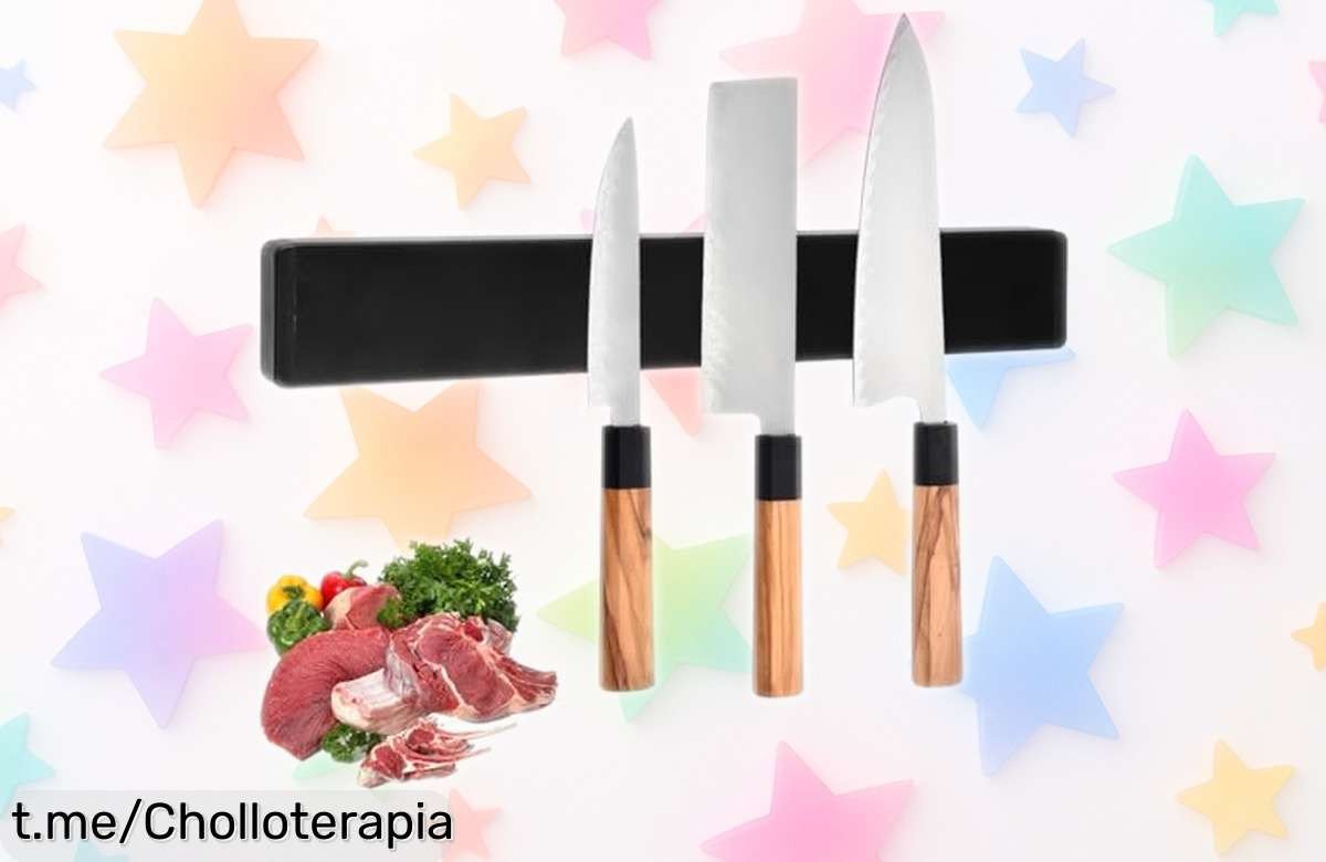Barra magnética para cuchillos de acero inoxidable, el ofertón que convierte tu cocina en un lugar ordenado y elegante. ¡No pierdas esta oportunidad única!