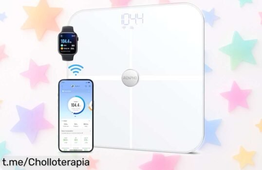 Báscula digital RENPHO que mide 13 datos del cuerpo y se conecta a tus apps favoritas, ¡ahora a un precio de escándalo! No te lo pierdas, cuida tu familia y deslúmbrate hoy mismo.
