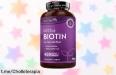 Biotina Nutravita para cabello y piel en pack de 400 comprimidos: ¡fortalece tu melena por un precio tan bajo que te dejará boquiabierto! No dejes pasar este ofertón.