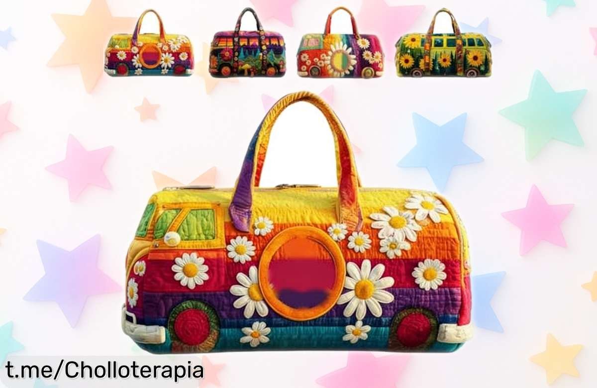 Bolsa de viaje acolchada estilo retro perfecta para escapadas y gimnasio, ahora a un precio de risa: ¡no te quedes sin la tuya y siente la libertad en cada aventura!