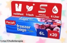 Bolsas de congelación Paclan de 6 litros en pack de 20 a precio loco, cierran genial y son perfectas para organizar tu nevera. ¡Hazte con ellas antes que se agoten!