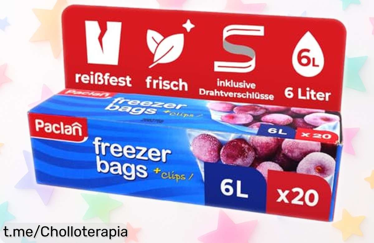 Bolsas de congelación Paclan de 6 litros en pack de 20 a precio loco, cierran genial y son perfectas para organizar tu nevera. ¡Hazte con ellas antes que se agoten!