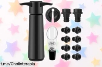 Bomba de vino Auroay con 10 tapones y accesorios para disfrutar cada copa a precio loco, ¡date prisa antes que se agote este chollazo espectacular!
