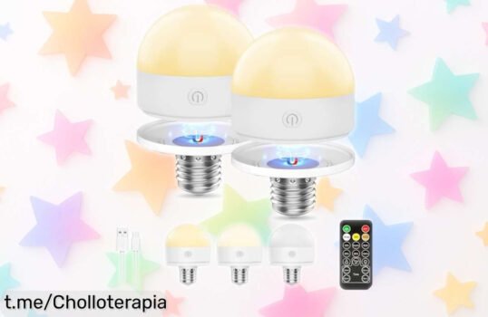 Bombillas LED recargables Suright con mando y temporizador a un precio loco, ilumina tu hogar como nunca antes. No dejes pasar esta oportunidad única de darle vida a tus espacios.