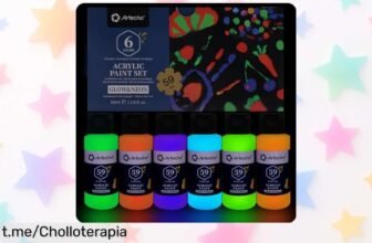 Brillantes pinturas acrílicas fluorescentes Artecho en pack de 6: precio loco para dar vida a tus creaciones y deslumbrar cuando se apague la luz. ¡Aprovecha ya esta oportunidad única!