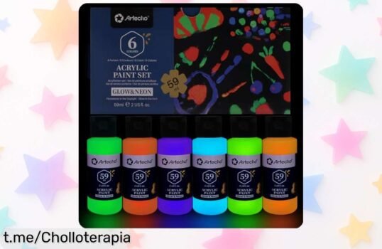 Brillantes pinturas acrílicas fluorescentes Artecho en pack de 6: precio loco para dar vida a tus creaciones y deslumbrar cuando se apague la luz. ¡Aprovecha ya esta oportunidad única!