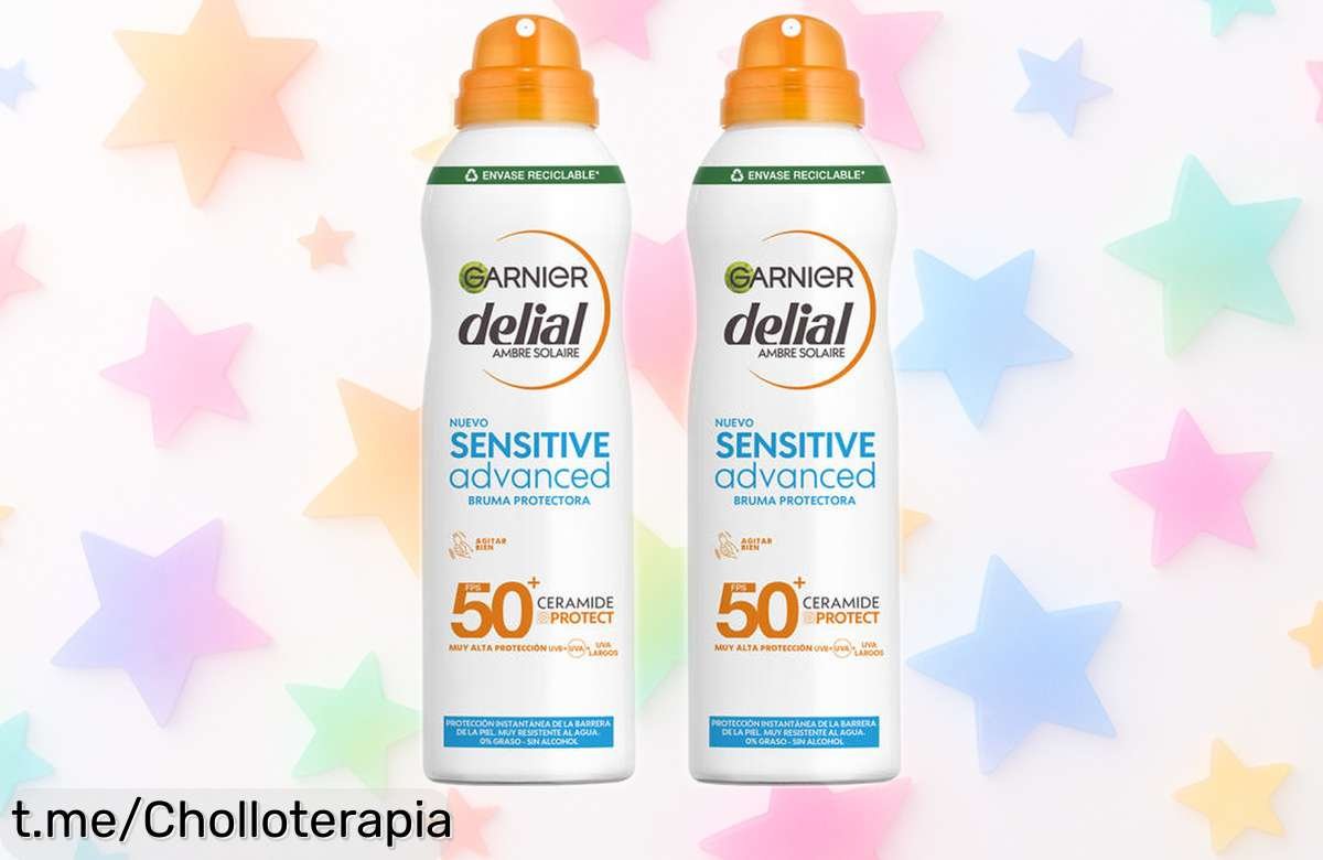 Bruma protectora solar Garnier Delial para piel sensible en pack de 2, chollo que no causa grasa y encima resistente al agua, ¡cuídate bajo el sol sin preocupaciones!