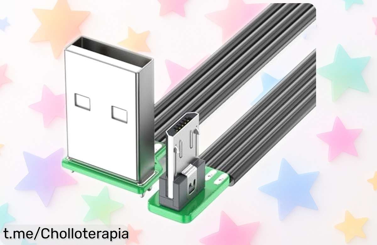 Cable USB en ángulo de 90° para conectar tu móvil o tablet sin lios: ¡súper flexible, velocidad rápida y ahora a un precio que no puedes dejar pasar!