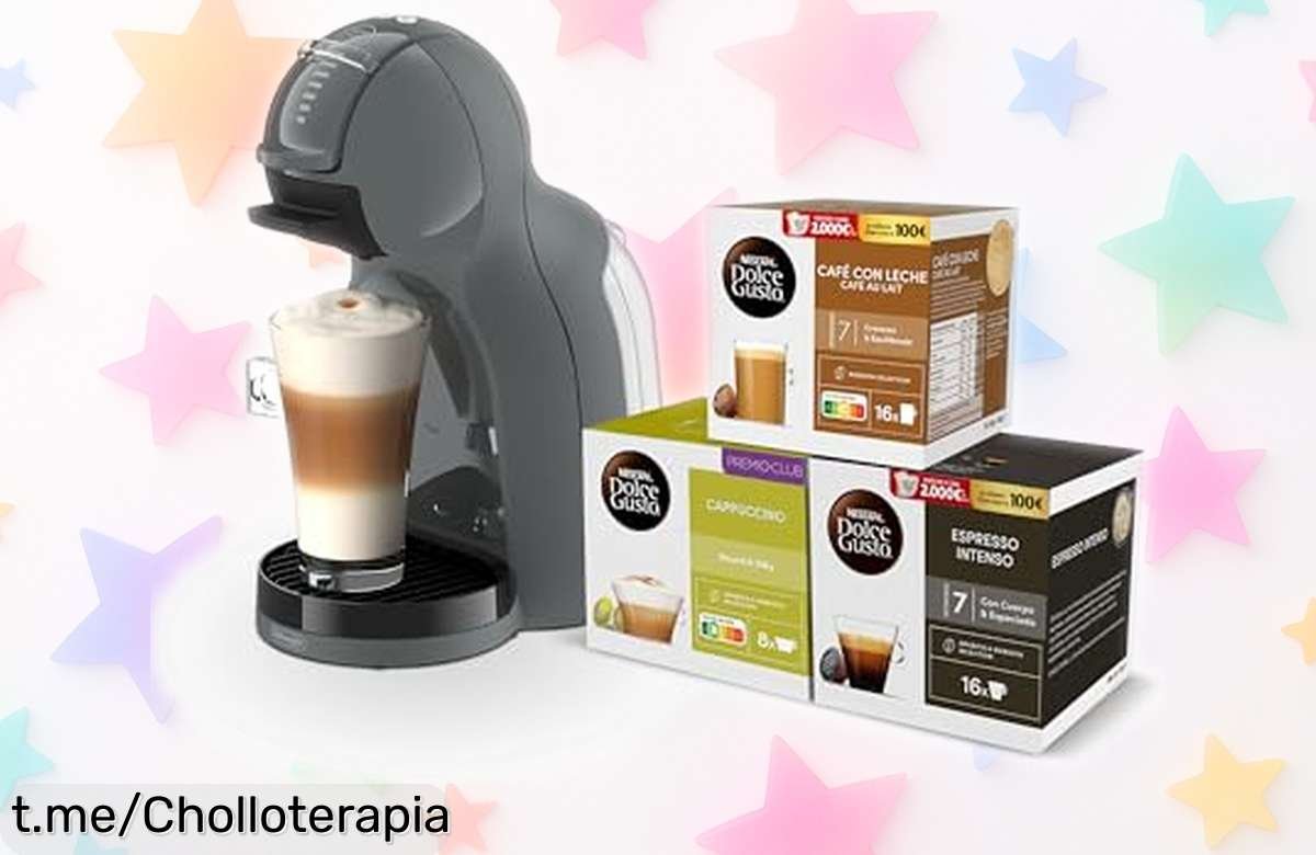 Cafetera de cápsulas De’Longhi Nescafé Dolce Gusto Mini Me 2 y 3 packs de cápsulas a un precio regalado, disfruta cafés como en la cafetería ¡no te lo pierdas!