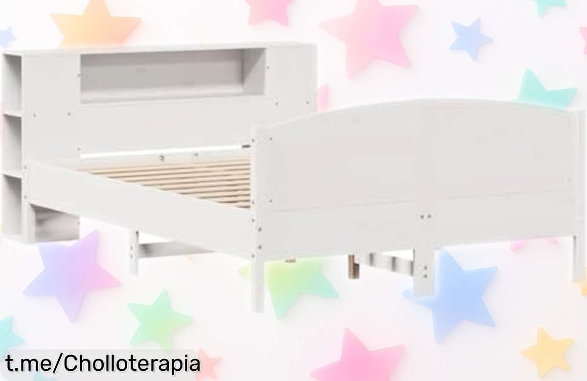 Cama con estantería vidaXL de madera maciza, el ofertón que no puedes dejar pasar: resistencia y espacio perfectos para tus cosas, ¡actúa ya antes que se agote!