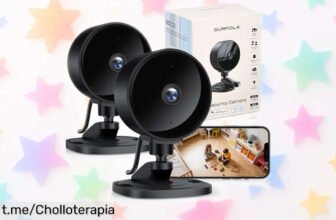 Cámara de vigilancia WiFi Surfola en pack de 2 con visión 360° y audio bidireccional, ¡una oferta que no te puedes perder para cuidar tu hogar!