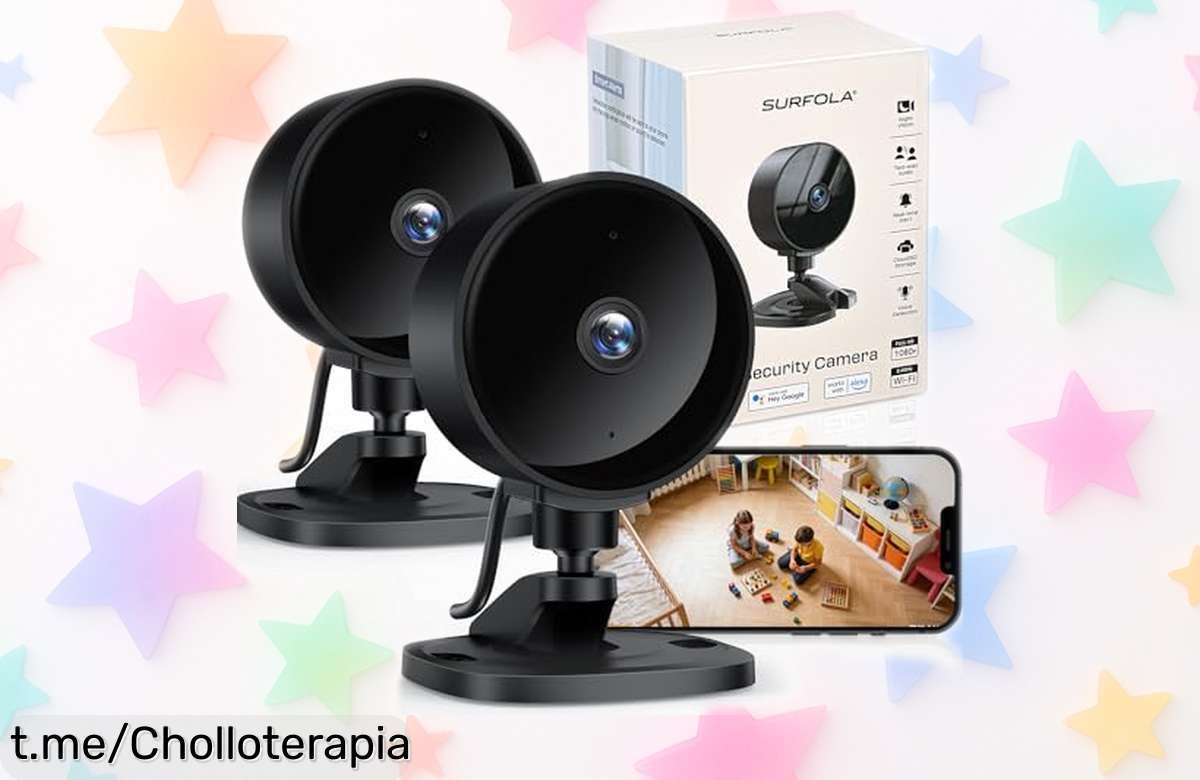 Cámara de vigilancia WiFi Surfola en pack de 2 con visión 360° y audio bidireccional, ¡una oferta que no te puedes perder para cuidar tu hogar!