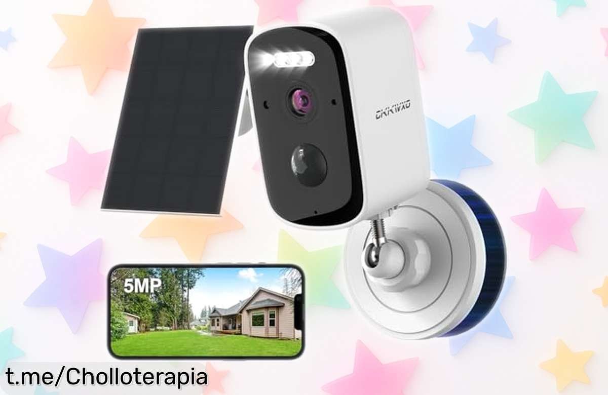 Cámara solar CiKiKWXO 2.5K con visión nocturna y audio bidireccional a precio loco, segura y resistente; ¡no dejes pasar este chollazo que te protegerá día y noche!