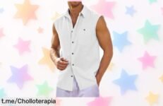 Camisa de lino sin mangas Runcati: ¡ofertón fresco y ligero para el calor con estilo! No dejes pasar esta oportunidad que hará brillar tu armario.