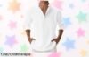Camisa de lino y algodón para hombre con cuello alto y bolsillos prácticos, ¡ofertón veraniego a un precio regalado que no querrás dejar pasar!