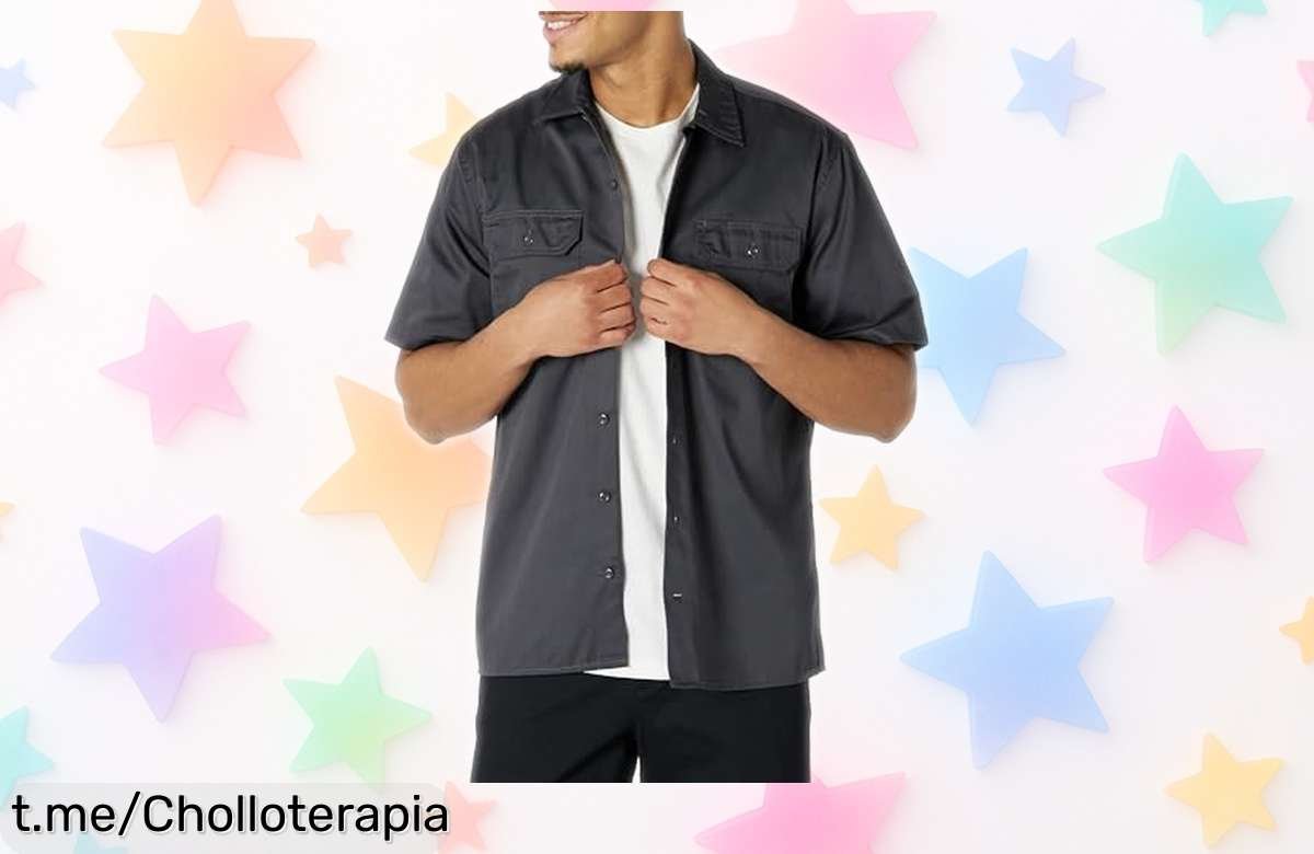 Camisa de trabajo Amazon Essentials para hombre, resistente a manchas y arrugas, ¡aprovéchate de este precio loco antes que se acabe! Tu compañero perfecto en la jornada laboral.