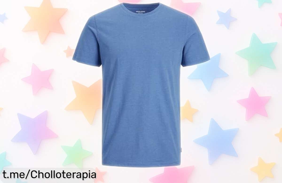 Camiseta básica JACK & JONES para hombre: estilo y calidad increíbles a un precio regalado que no podrás dejar pasar, ¡aprovéchala antes de que se acabe!