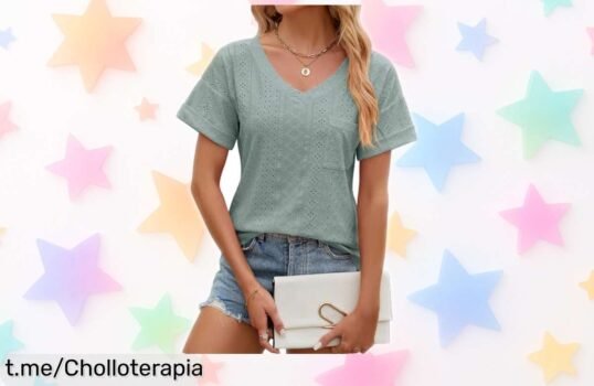 Camiseta de manga larga EDOTON con cuello en V, super ligera y suave: ¡chollo inesperado que hará tus días más especiales!